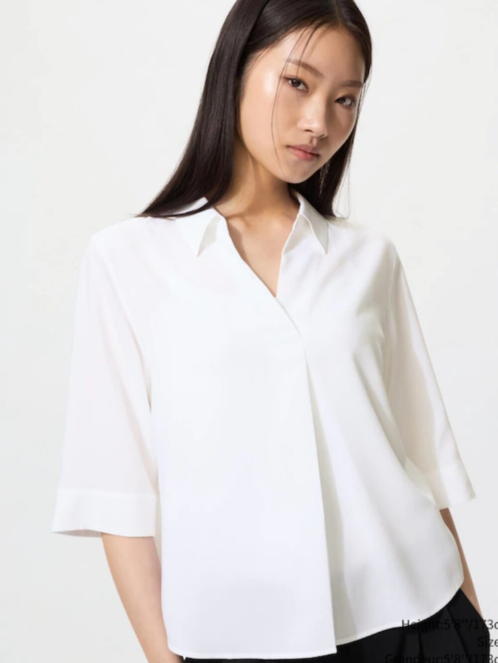 Uniqlo Rayon Skipper Collar Blouse | 3/4 Sleeve
